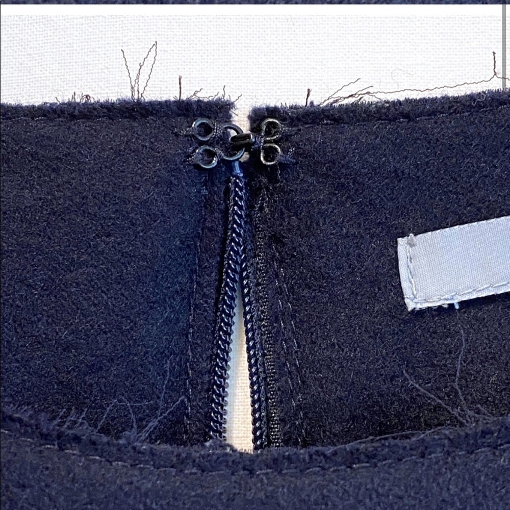 COS Silk Chiffon Top with Bonded Wool Panels in Navy - Picture 8 of 10